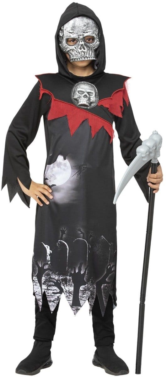 Smiffys - Deluxe Grim Reaper Kinder Kostuum - Kids tm 6 jaar - Zwart