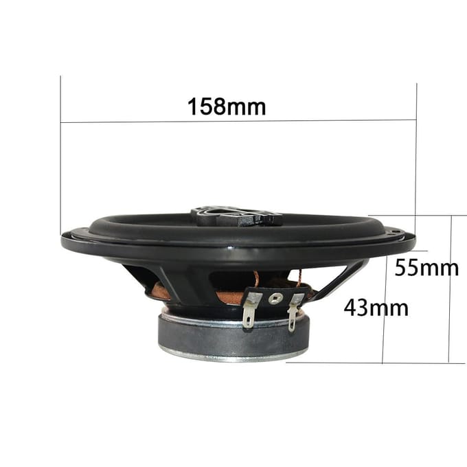 Haut-parleur Coaxial de voiture, 6 pouces, 600W, puissance maximale, caisson de basses automatique, accessoires de Modification audio, 2 pièces noir