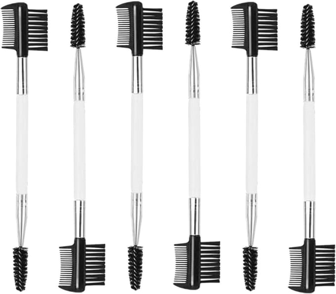 Wenkbrauw en Wimperborstel Set - 6 Delige Make-up Tool met Dubbele Hoofd Kam