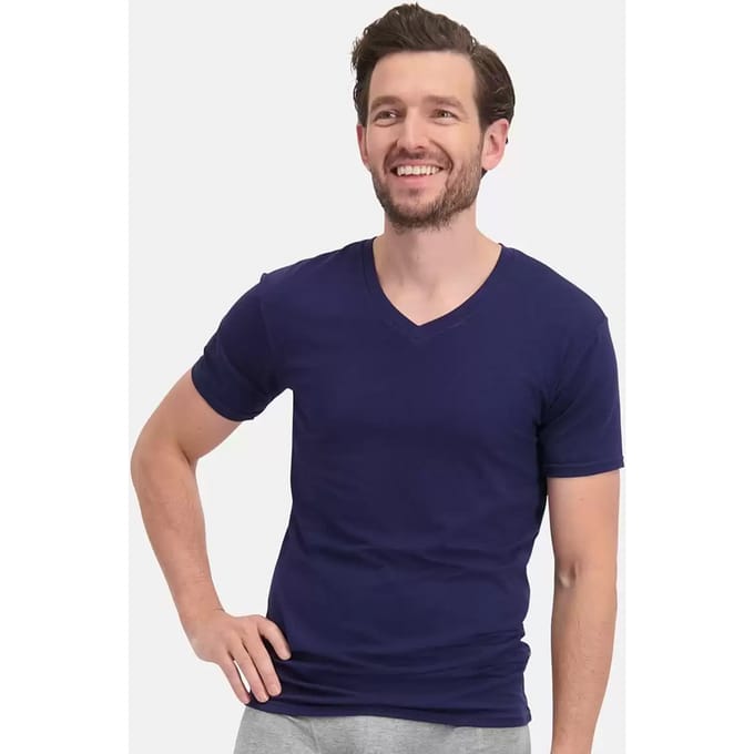 Comfortabel & Zijdezacht Bamboo Basics T-Shirts Velo V-hals (2-pack) - Navy - M