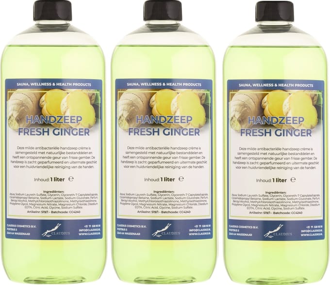 Handzeep Fresh Ginger 1 liter - set van 3 stuks