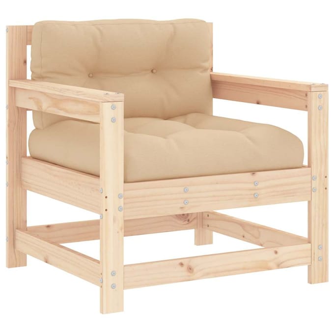 vidaXL - Tuinstoelen - 2 - st - met - kussens - massief - grenenhout