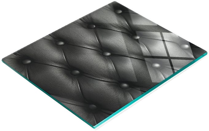Keukenplank van gehard glas met decoratieve afbeeldingen en leerstructuur, 60x52 cm