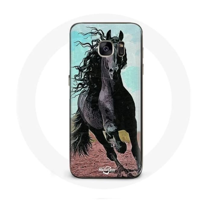 Coque pour samsung galaxy S6 edge Cheval Noir De La Race Frisonne