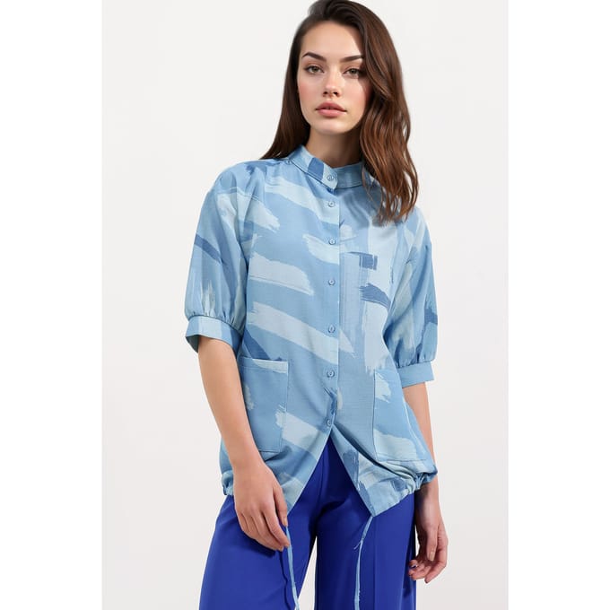 Abstracte Print Vrije Pasvorm Shirt met Zak