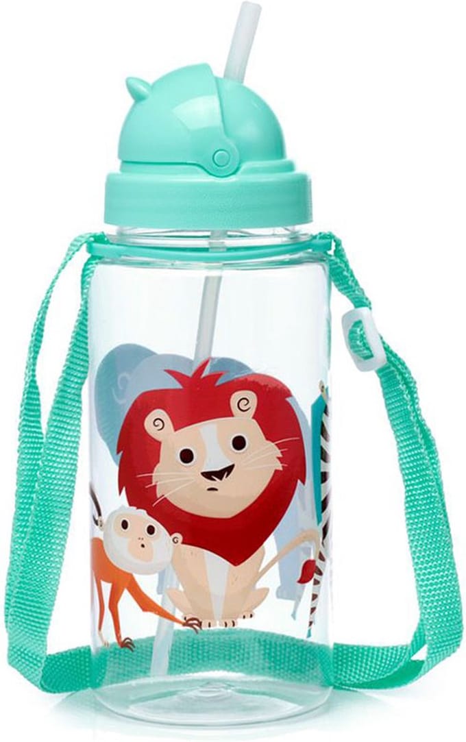 Breukbestendige Ecozen Kinder Drinkfles 450ml met flip straw - Zooniverse