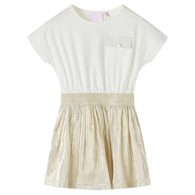 vidaXL - Kinderjurk - met - korte - mouwen - 104 - ecru