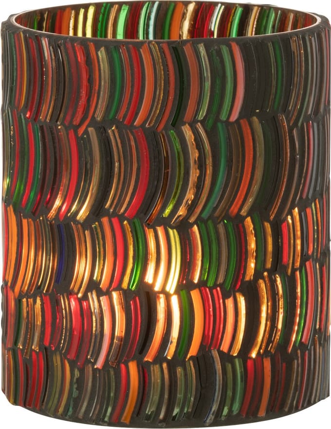 J-Line windlicht Mozaiek Curve - glas - mix - medium