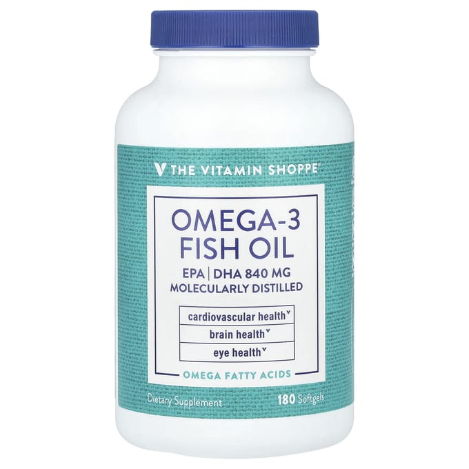 The Vitamin Shoppe, Huile de poisson Oméga-3, EPA/DHA 840mg, 180 capsules molles