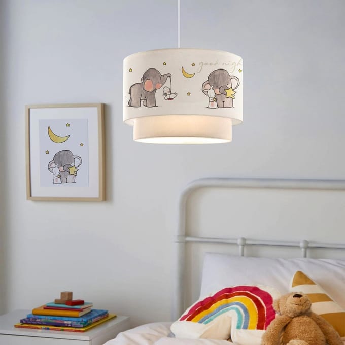 Kinder hanglamp Lurgan E27 wit met olifant motief lux.pro