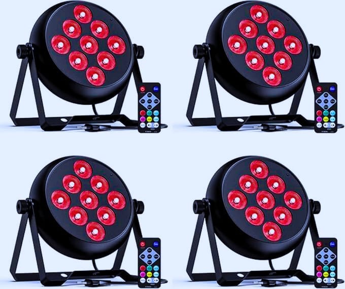 Thuys – RGBW Podiumverlichting – Set Van 4 – 9 LED's – 4 Bedieningsmodi Voor DJ's – Disco's – Bruiloften