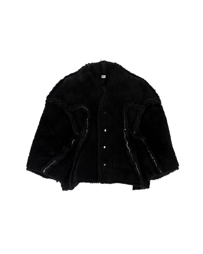 Rick Owens Legaspi cropped jasje van zwart schapenvacht