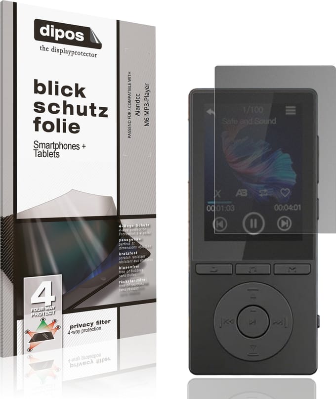 dipos – Matte Privacy Screenprotector geschikt voor Aiandcc M6 MP3-Player | Anti-Spy Beschermfolie