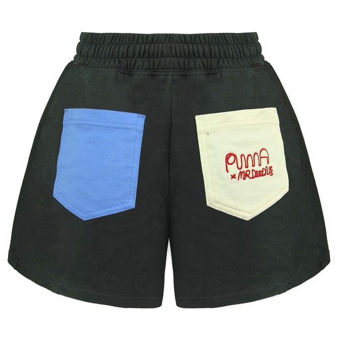 Puma x Mr. Doodle Stretch Taille Logo Zwart Dames Shorts 530663 01