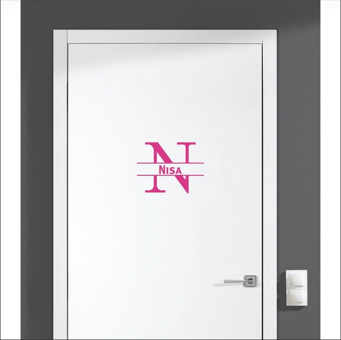 Deursticker Met Naam -  Nisa - Roze