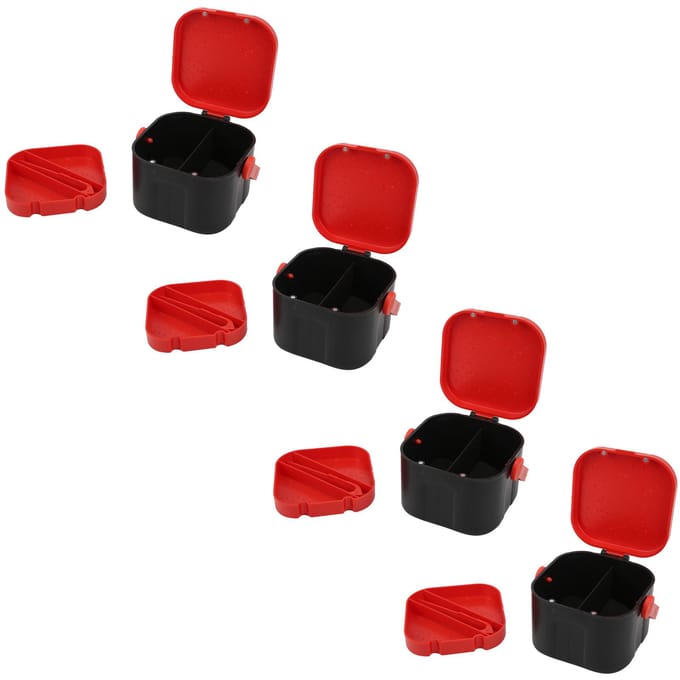 4 stuks Draagbare Plastic Vis Aas Houder Doos Worm Regenworm Aas Opbergkoffer met Clip black