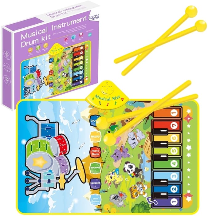 Woopie Muziekmat Dieren Interactieve piano en drums 2 in 1 - UNI