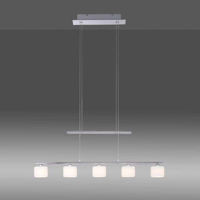 Paul Neuhaus LED hanglamp Hydra, staalkleurig, glas, 80cm