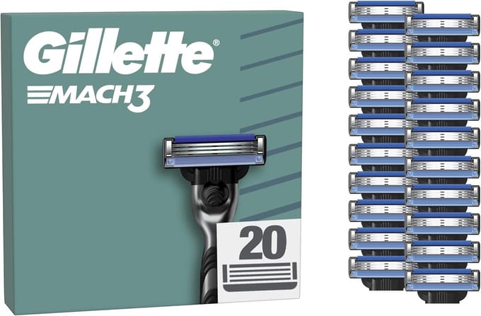 Mach3 Voor Mannen x20 Navulmesjes Met Lubricatiestrip Voor Een Gladde Scheerbeurt