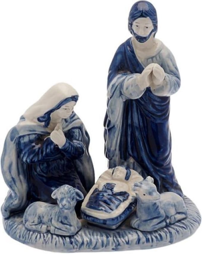 Decoratiebeeld - Holy Family - Delfts blauw - 18 cm