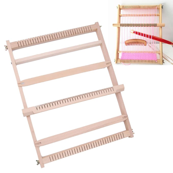 DIY Houten Handweefmachine Tapijt Weefgetouw Kinderweefspeelgoed beige