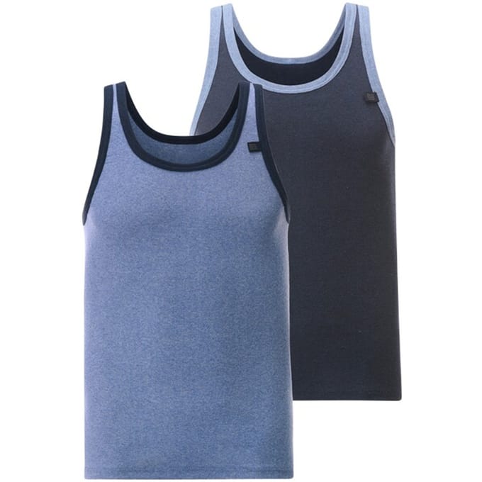 Jan Vanderstorm herren Hemden, Set Van 2 - 08 - donkerblauw - Plus Size