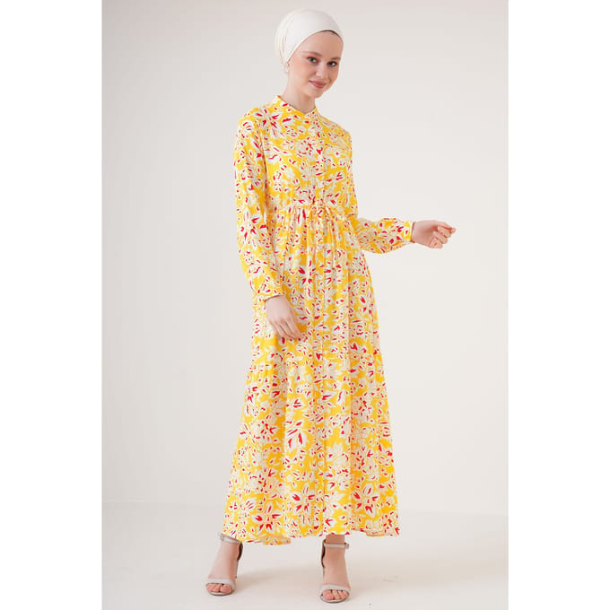 Maxi-Jurk met Patroon en Knoopsluiting