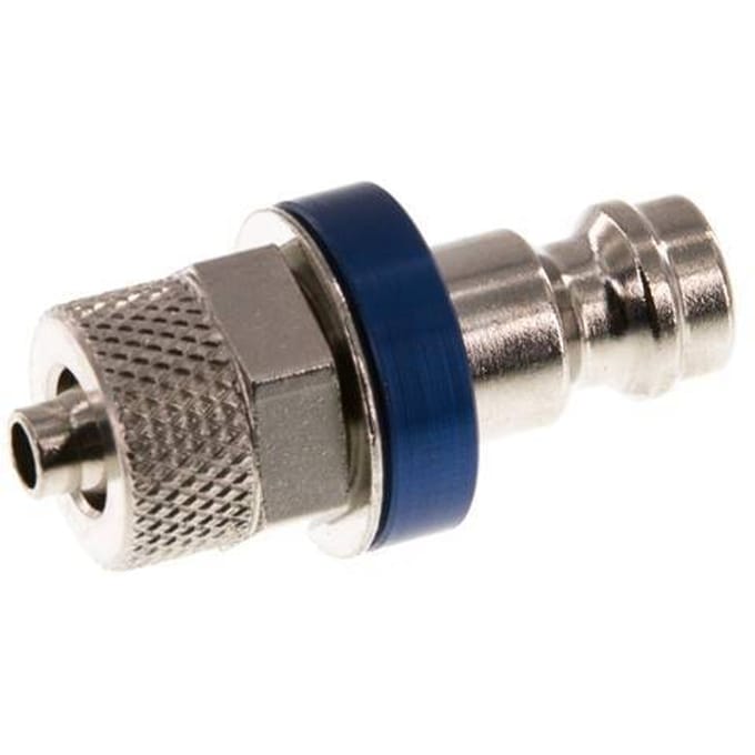 Vernikkeld Messing DN 5 Blauw Luchtkoppeling Insteeknippel 4x6 mm Push-On - CLP5-N-BN-BLU-4