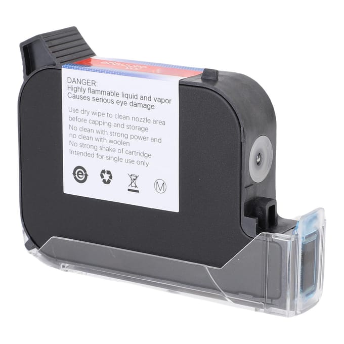 Sneldrogende Solvent Inktcartridge Zwart 42ml 12.7mm Vervanging voor Handheld Mini Inkjet Printer
