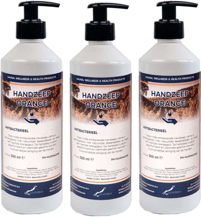 Handzeep Orange 500 ml - set van 3 stuks - met gratis pompje