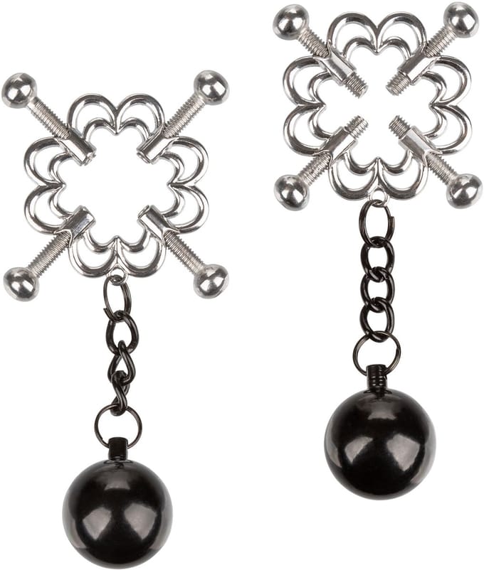 CalExotics - 4-Point Weighted Nipple Press - Bondage / SM Nipple clamps Metaal
