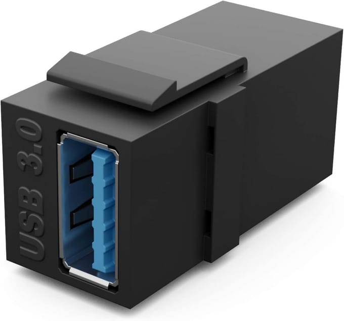 Multimedia Module - Keystone Connector - Netwerk Uitbreiding - Plug and Play - 3 x 2 x 1.5 cm - Zwart