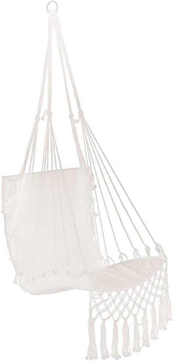 Hangmat Stoel - Schommelstoel Hangstoel - Ontspanning Buiten - Verstelbare Gesp - 52 x 45 x 60 cm - Wit