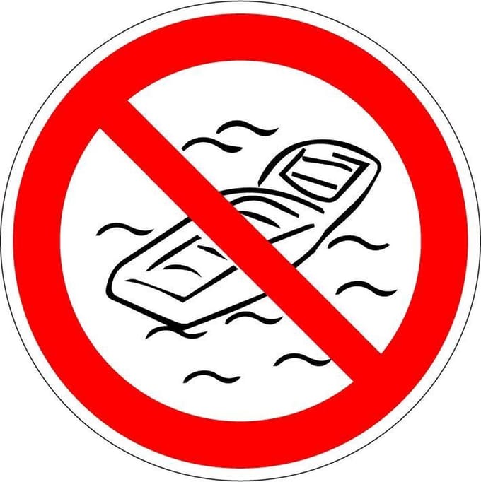 Luchtbedden verboden in zee sticker 400 mm