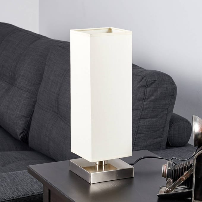 Lindby - Tafellamp - 1licht - Stof, metaal - H: 34.5 cm - E14 - roomwit