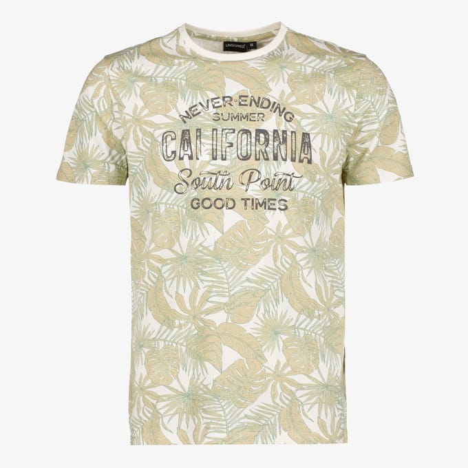 Unsigned heren T-shirt met bladerenprint groen - Maat S