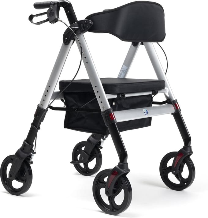 Rollator Goliat XXL - Extra sterk: Tot 200 kg -  Zilver - Verstelbaar
