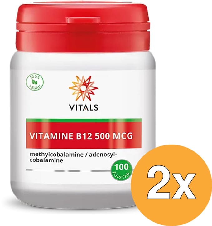 2x Vitals Vitamine B12 500 mcg (100 zuigtabletten)