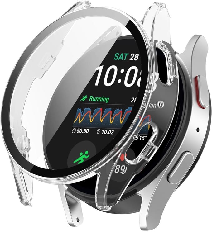 By Qubix - Hard case waterdicht - Transparant - Geschikt voor Samsung Galaxy Watch 7 - 44mm