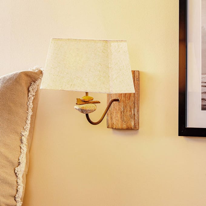 ONLI Wandlamp Seregon met steendecor en stoffen kap