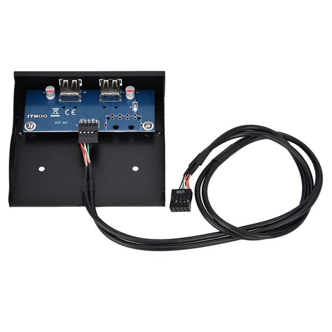 3.5 Inch USB2.0 2 Poort 9 pin Vertind Koperdraad Diskettestation Voorpaneel black