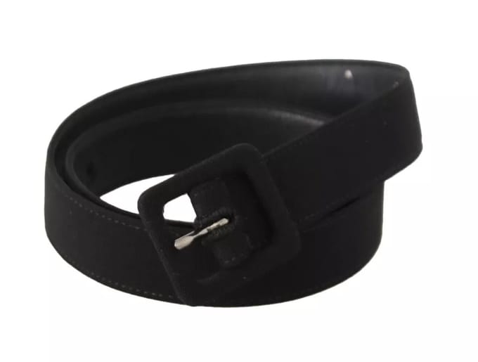 Dolce & Gabbana Zwarte Velours Leren Logo Riem met Gesp