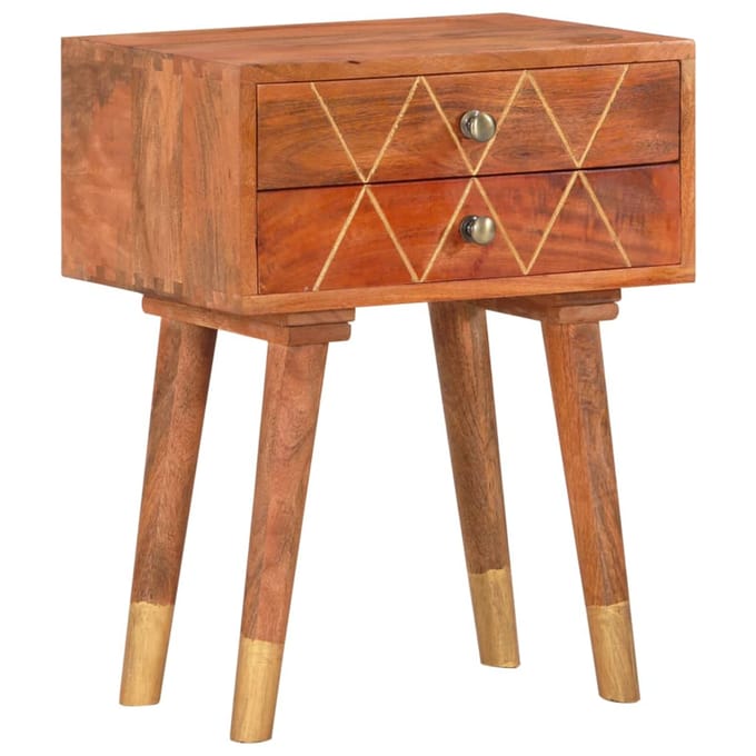 vidaXL - Nachtkastje - 43x30x58 - cm - massief - mangohout