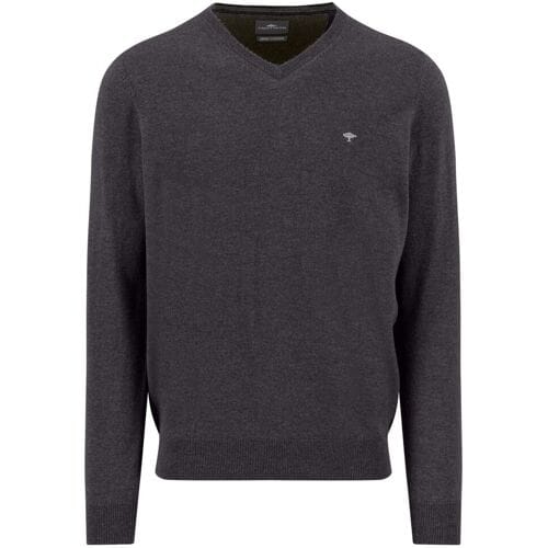 Fynch-Hatton Trui V-Neck Merino Cashmere Charcoal / male