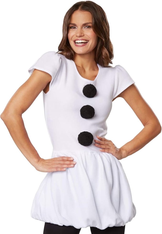 Dames Kostuum - Winter Thema - Feestdagen Evenementen - Figure-hugging Jurk - Maat M - Wit