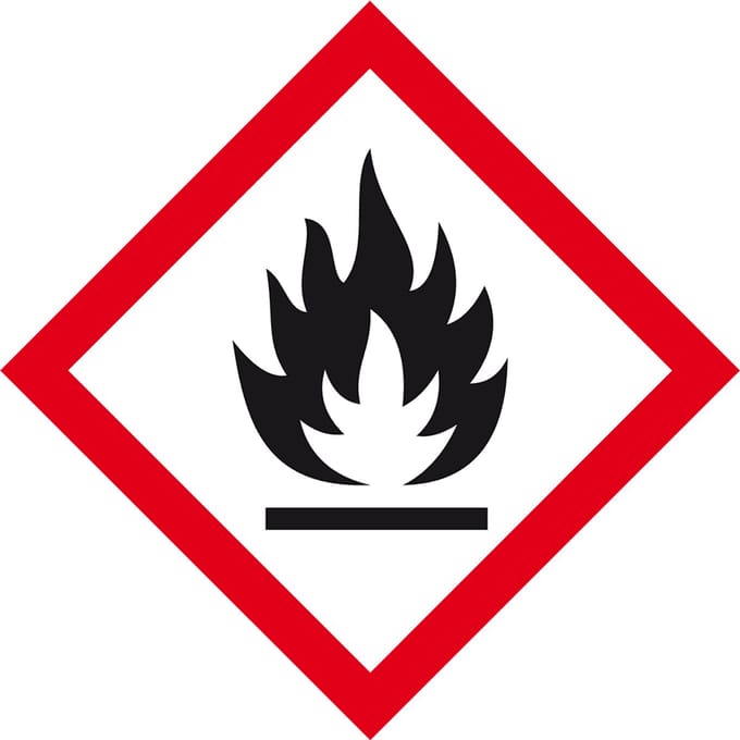 GHS02 ontvlambare stoffen sticker 100 x 100 mm