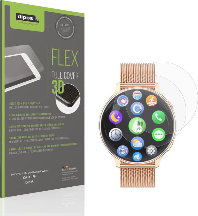 dipos FLEX – 2x Matte Screenprotector geschikt voor CATGIFF DR03 | Volledige Schermbescherming | Case-Friendly