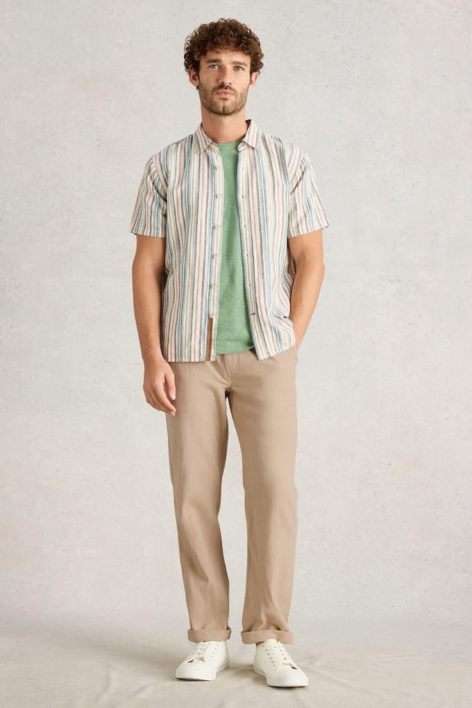 White Stuff Drawstring Linen Blend Trouser Light Natural Taglia: W40 REGULAR | Pantaloni Outlet | Uomo | Bianco