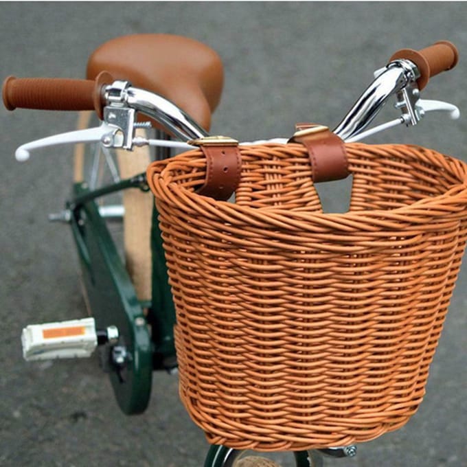 Kinderfiets Voormand Fiets Hangmand Fiets PP Rotan Geweven Mand met Verstelbare wit