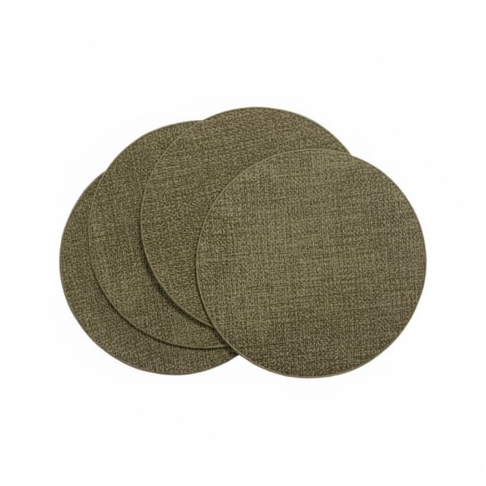 Cronim Onderzetters set-van-4 Rond khaki 10x10cm